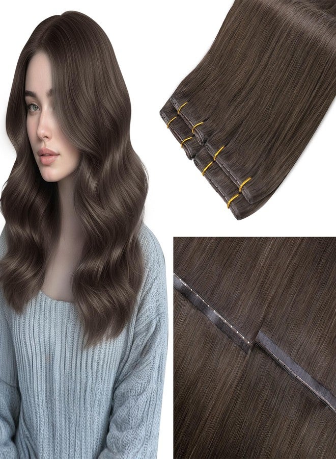 LaaVoo Butterfly Weft Hair Extensions Mocha Brown Butterfly Weft Hair Extensions Remy Human Hair Weft Butterfly Extension Human Hair Hand Tied 18inch 50g - Image 1